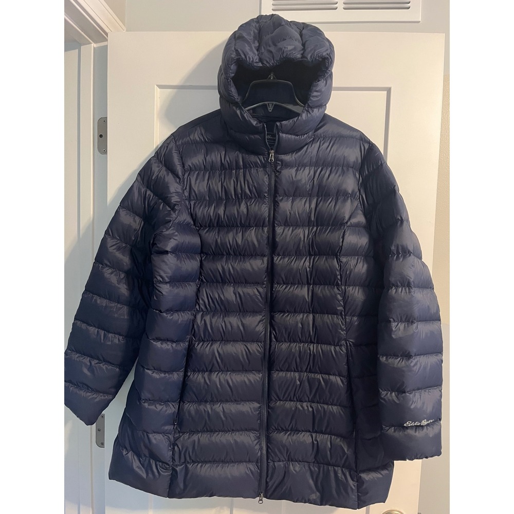 Eddie Bauer Womens 2XL CirrusLite Down Parka Navy Blue 650 Fill Puffer Jacket - Picture 2 of 8